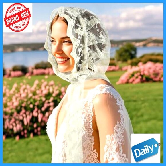 Vintage Lace Head Wrap Veil, One Size, Polyester, Bridal Church Wear main image 7
